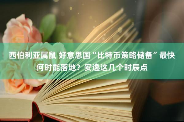 西伯利亚属鼠 好意思国“比特币策略储备”最快何时能落地？安逸这几个时辰点