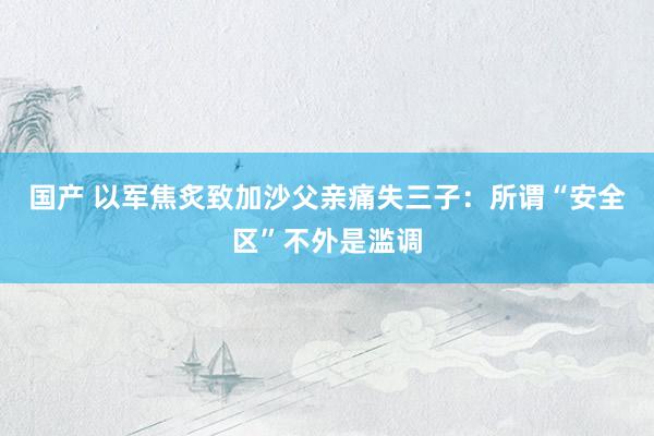 国产 以军焦炙致加沙父亲痛失三子：所谓“安全区”不外是滥调