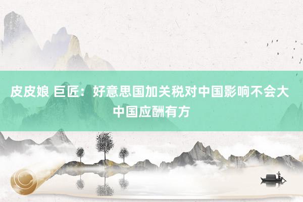皮皮娘 巨匠：好意思国加关税对中国影响不会大 中国应酬有方