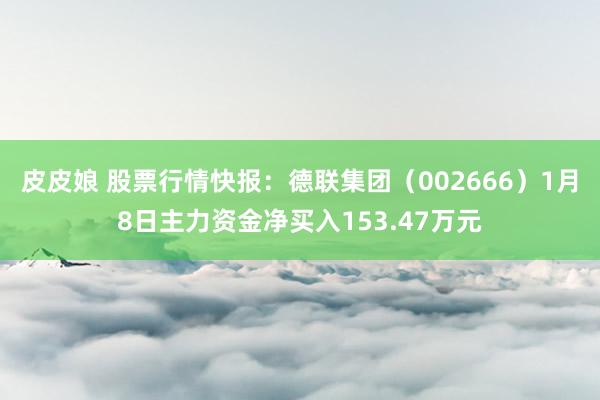 皮皮娘 股票行情快报：德联集团（002666）1月8日主力资金净买入153.47万元