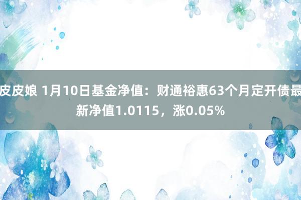 皮皮娘 1月10日基金净值：财通裕惠63个月定开债最新净值1.0115，涨0.05%