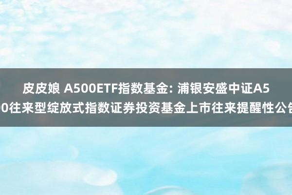 皮皮娘 A500ETF指数基金: 浦银安盛中证A500往来型绽放式指数证券投资基金上市往来提醒性公告