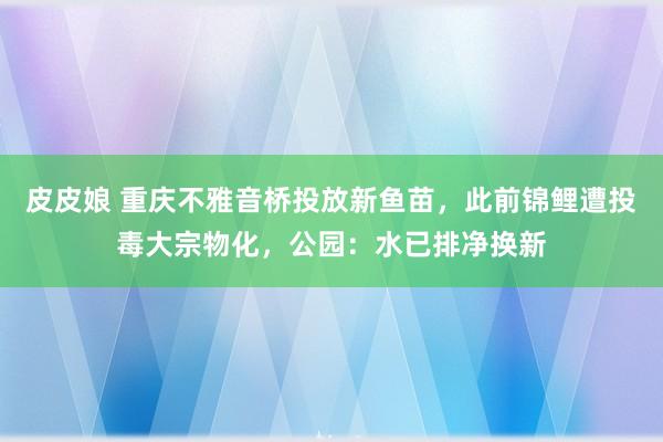 皮皮娘 重庆不雅音桥投放新鱼苗，此前锦鲤遭投毒大宗物化，公园：水已排净换新