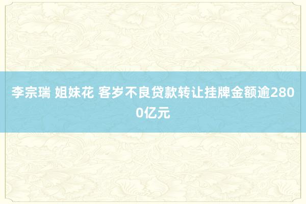 李宗瑞 姐妹花 客岁不良贷款转让挂牌金额逾2800亿元