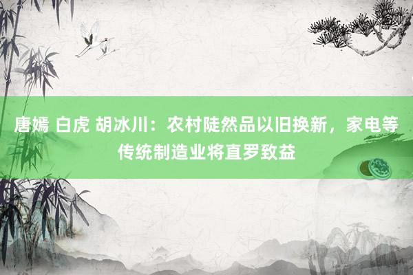 唐嫣 白虎 胡冰川：农村陡然品以旧换新，家电等传统制造业将直罗致益
